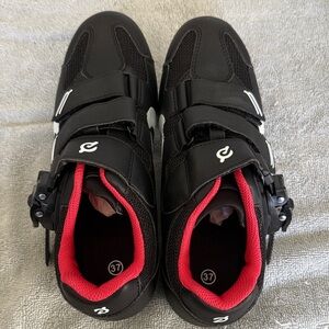 Peloton Black Sneakers with Red Lining and Dial Closure NIB